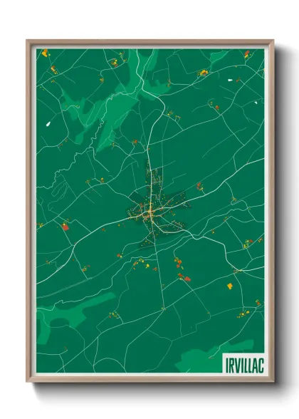 Une affiche de carte sur Irvillac