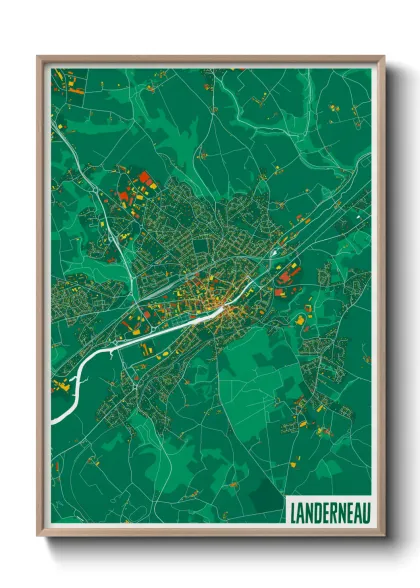 Une affiche de carte sur Landerneau