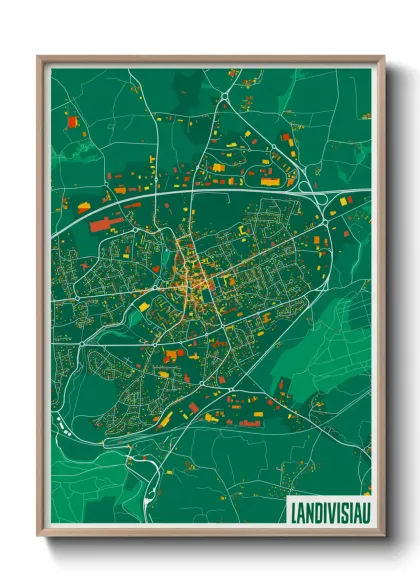 Une affiche de carte sur Landivisiau
