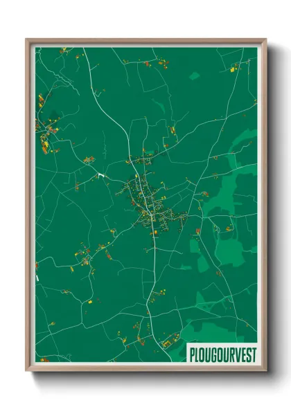Une affiche de carte sur Plougourvest