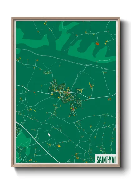 Une affiche de carte sur Saint-Yvi