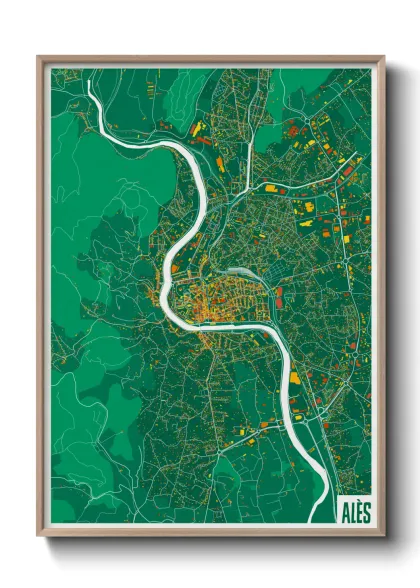Une affiche de carte sur Alès