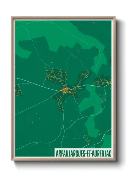 Une affiche de carte sur Arpaillargues-et-Aureillac