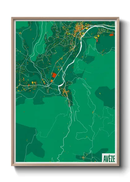 Une affiche de carte sur Avèze