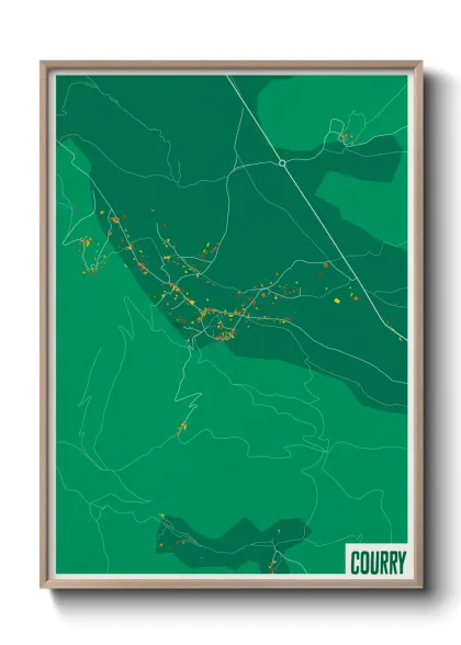Une affiche de carte sur Courry