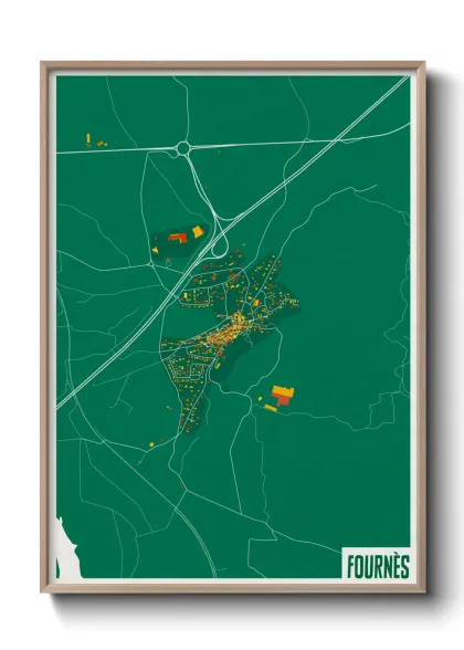 Une affiche de carte sur Fournès