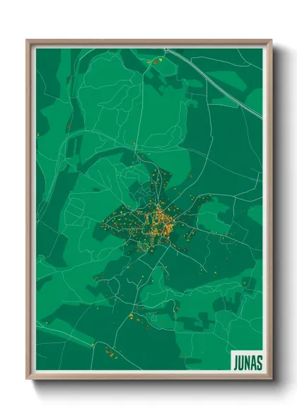 Une affiche de carte sur Junas