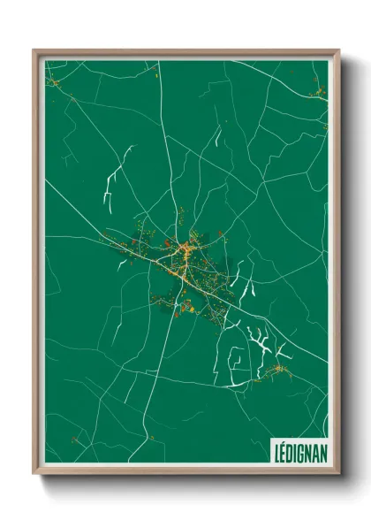 Une affiche de carte sur Lédignan