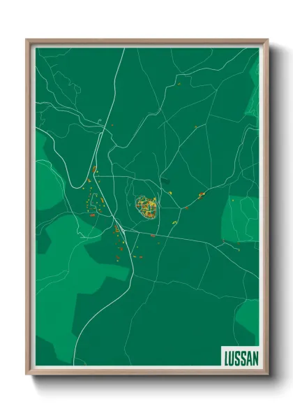 Une affiche de carte sur Lussan