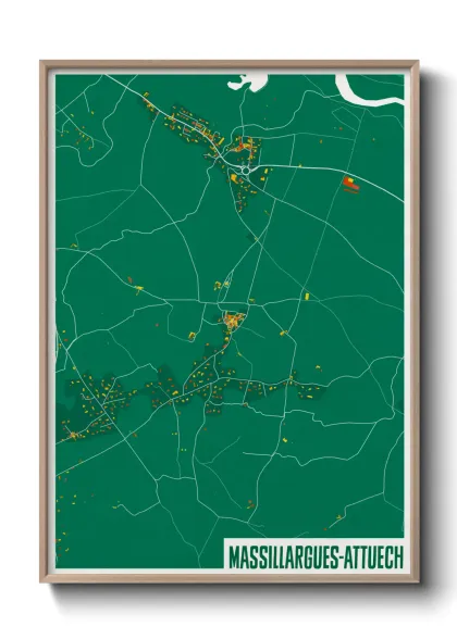 Une affiche de carte sur Massillargues-Attuech