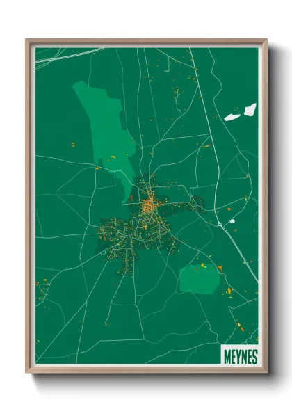 Une affiche de carte sur Meynes