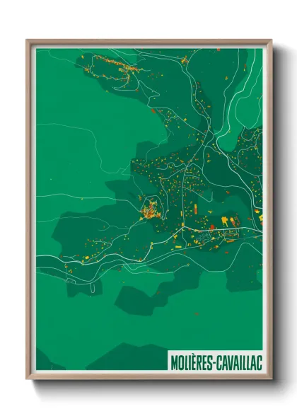 Une affiche de carte sur Molières-Cavaillac