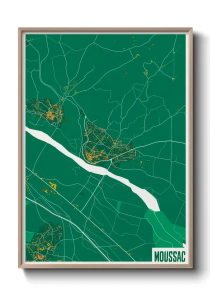 Une affiche de carte sur Moussac