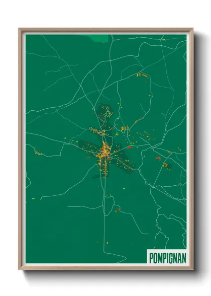 Une affiche de carte sur Pompignan