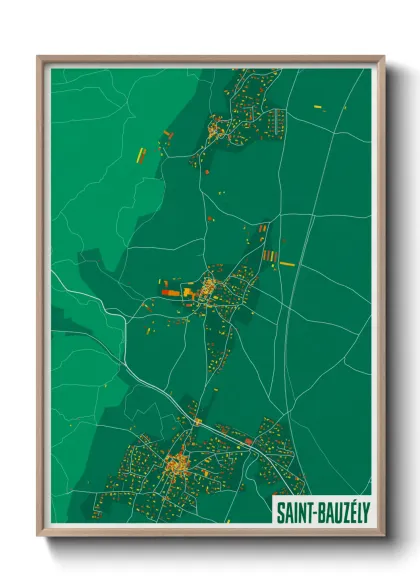 Une affiche de carte sur Saint-Bauzély