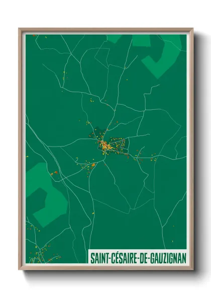 Une affiche de carte sur Saint-Césaire-de-Gauzignan