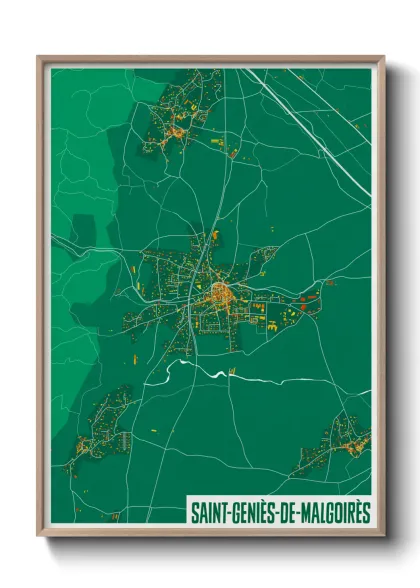Une affiche de carte sur Saint-Geniès-de-Malgoirès