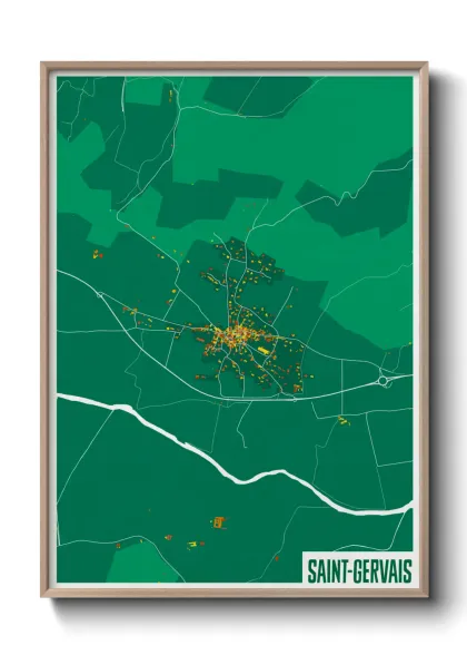 Une affiche de carte sur Saint-Gervais