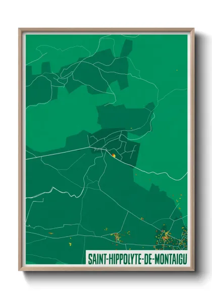 Une affiche de carte sur Saint-Hippolyte-de-Montaigu