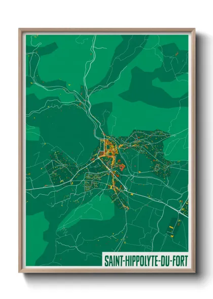 Une affiche de carte sur Saint-Hippolyte-du-Fort