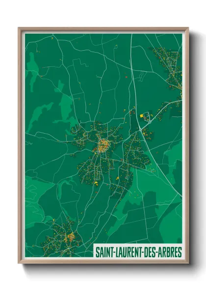 Une affiche de carte sur Saint-Laurent-des-Arbres
