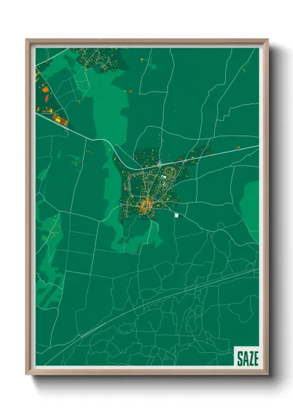 Une affiche de carte sur Saze