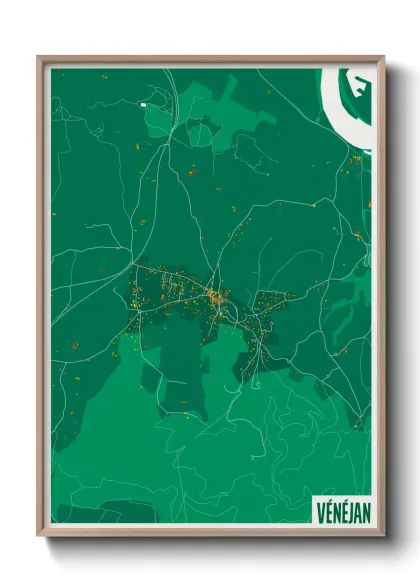 Une affiche de carte sur Vénéjan