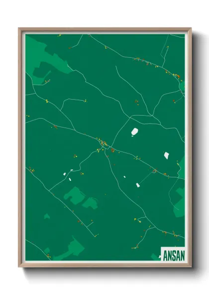 Une affiche de carte sur Ansan