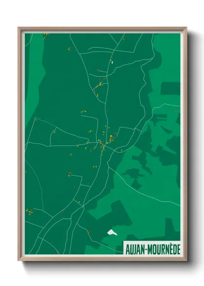 Une affiche de carte sur Aujan-Mournède