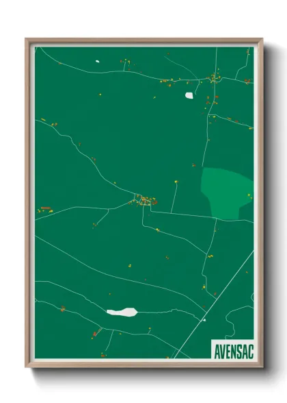 Une affiche de carte sur Avensac