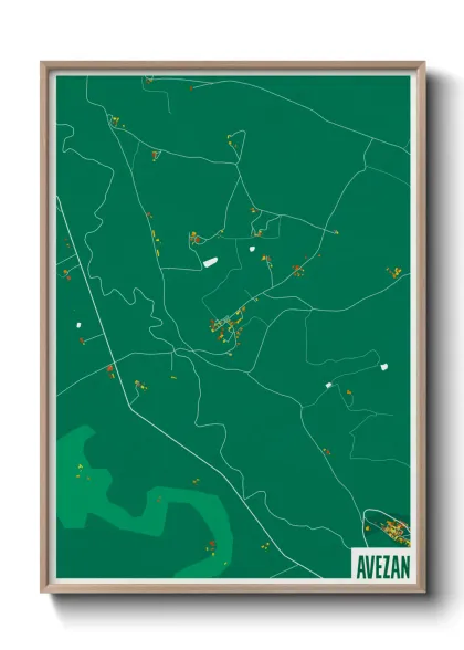 Une affiche de carte sur Avezan
