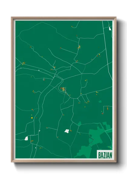 Une affiche de carte sur Bazian