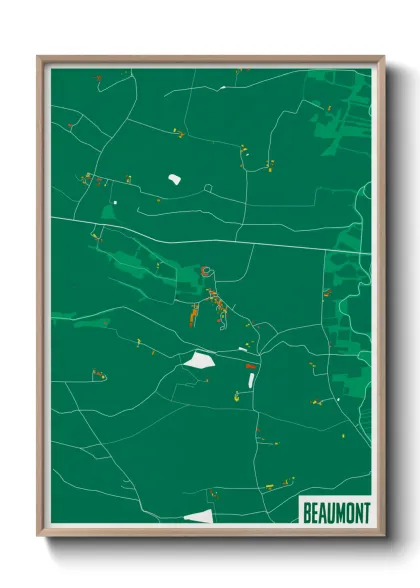 Une affiche de carte sur Beaumont