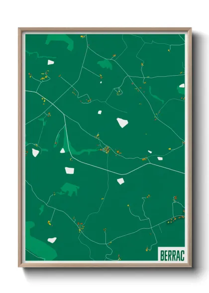 Une affiche de carte sur Berrac