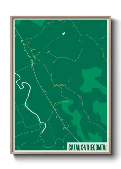 Une affiche de carte sur Cazaux-Villecomtal