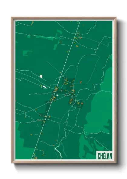 Une affiche de carte sur Chélan