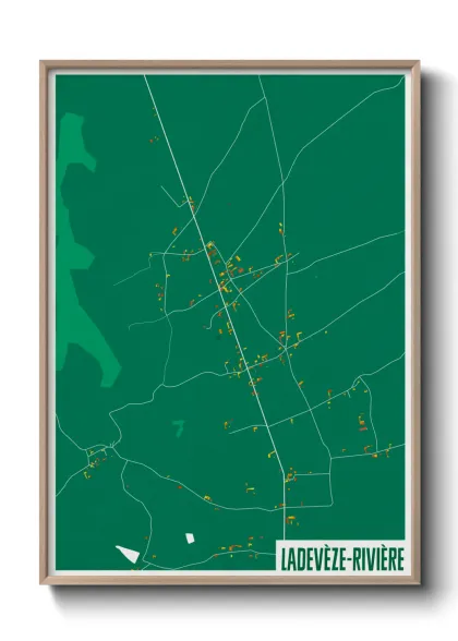 Une affiche de carte sur Ladevèze-Rivière