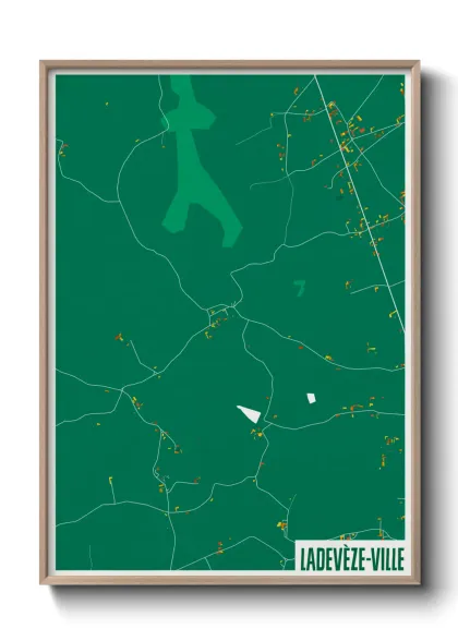 Une affiche de carte sur Ladevèze-Ville