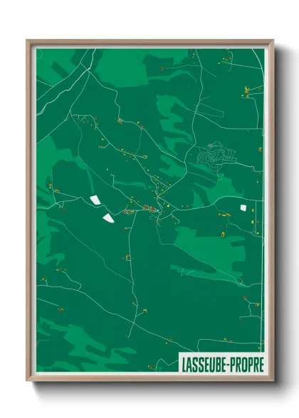 Une affiche de carte sur Lasseube-Propre