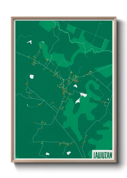 Une affiche de carte sur Laujuzan