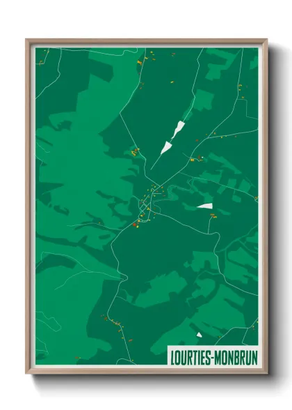 Une affiche de carte sur Lourties-Monbrun