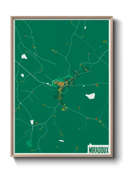 Une affiche de carte sur Miradoux