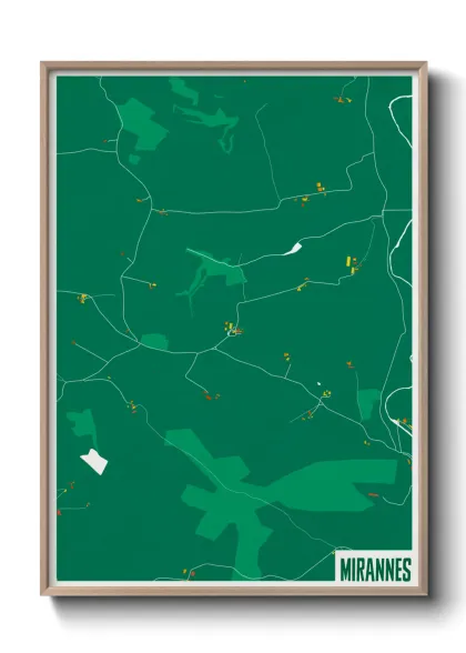 Une affiche de carte sur Mirannes