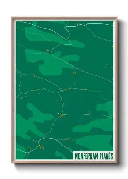 Une affiche de carte sur Monferran-Plavès
