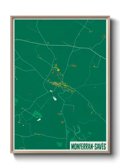 Une affiche de carte sur Monferran-Savès