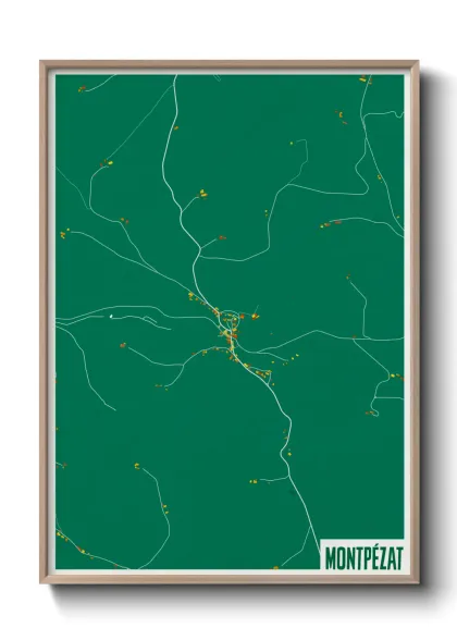 Une affiche de carte sur Montpézat