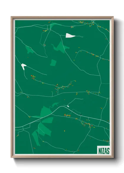 Une affiche de carte sur Nizas
