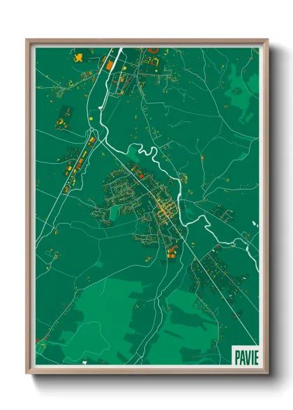 Une affiche de carte sur Pavie
