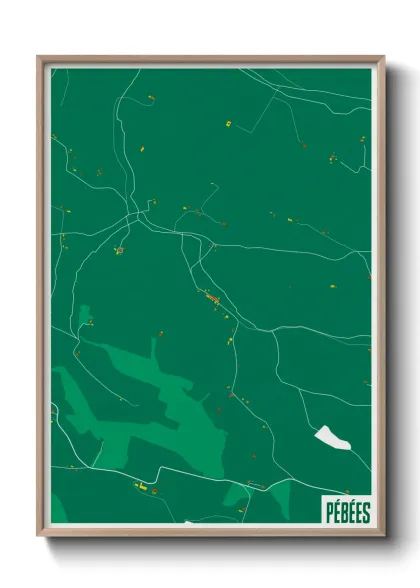 Une affiche de carte sur Pébées