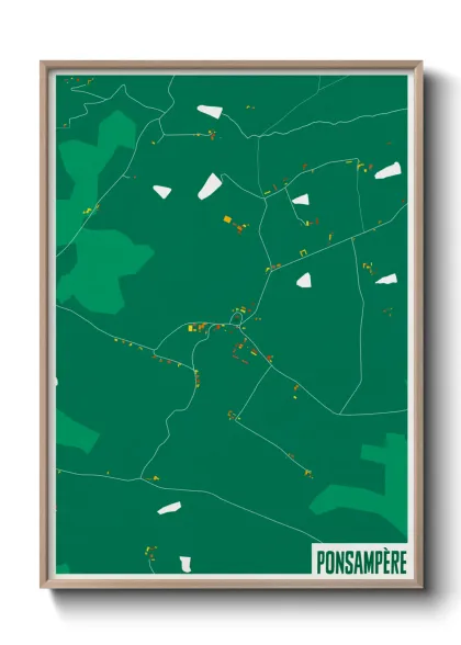 Une affiche de carte sur Ponsampère